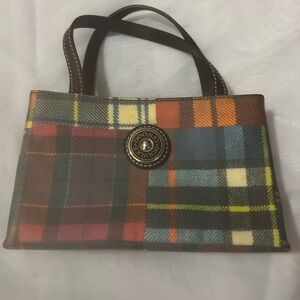 Dooney & Bourke Multicolor Plaid Mini Tote with Brown Handles